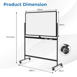 Mobile Reversible Whiteboard - Adjustable Height & Easy to Transport - Ideal for Home, Office or Classroom Use