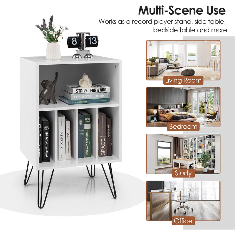 Modern Display Bookshelf - 5-Compartment Brown Bookshelf with Metal Legs - Ideal for Organizing Books and Display Home Decor Items