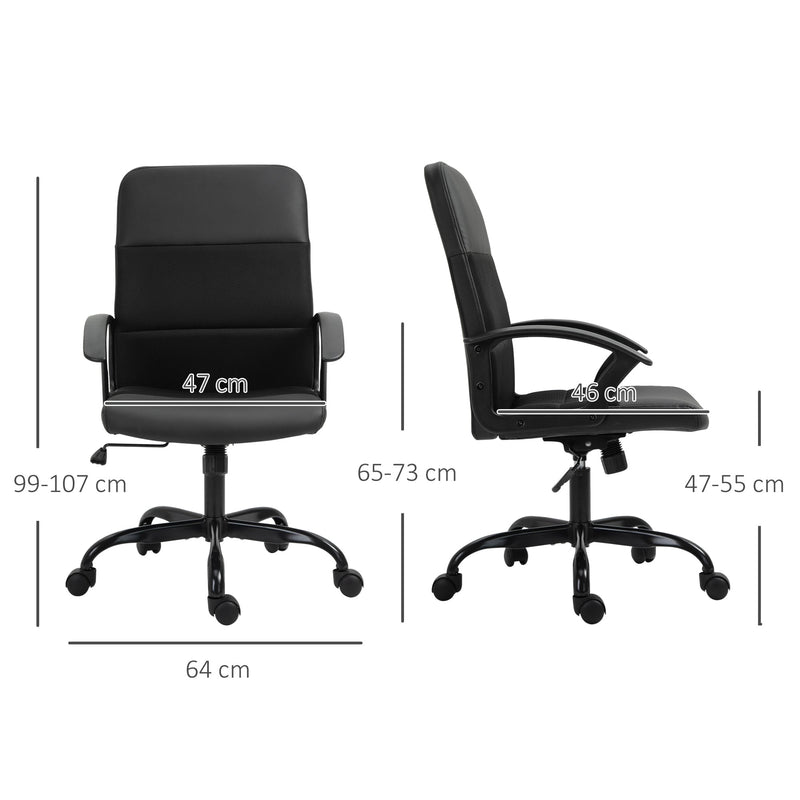 Ergonomic PVC Leather Office Chair with Mesh Panel - Swivel Seat, Padded, Adjustable Height & Tilt, 5-Wheel Base - Comfortable Desk Seating for Professionals
