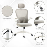 Ergonomic Mesh Office Chair with Lumbar & Headrest Support - Adjustable and Comfortable Seating - Ideal for Prolonged Desk Work, Grey