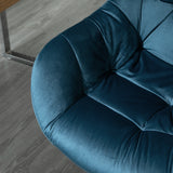 Ergonomic Velvet Home Office Chair - Comfy Adjustable Computer Desk Chair with Arm & Back Support - Ideal for Extended Seating & Work Comfort, Blue