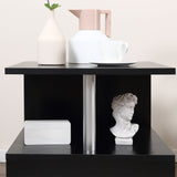 S-Shaped Wooden Table Set - 2-Tier Cube Coffee & Console Storage Shelves, Office Bookcase, Living Room Organizer - Versatile Display and Decor Solution for Modern Homes