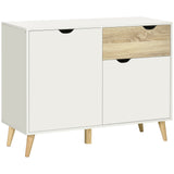 Modern White Sideboard - Accent Storage Cabinet with Drawer and 2 Doors for Home Organization - Ideal for Bedroom, Living Room, or Hallway Spaces