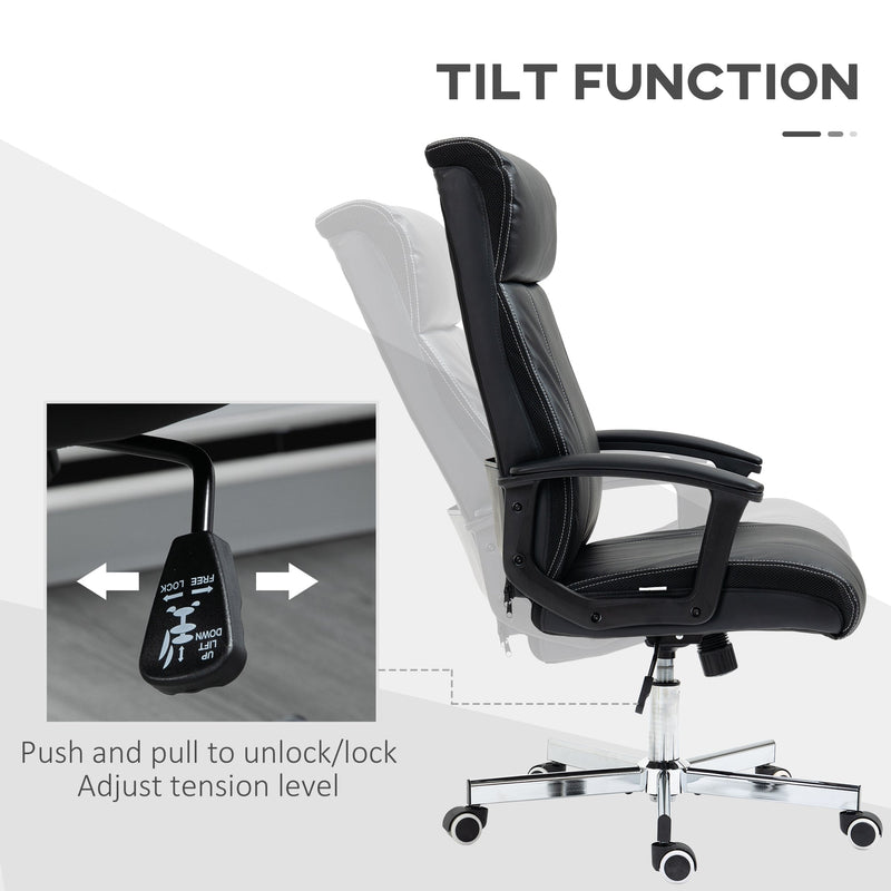High-Back Vibrating Massage Office Chair - Tilt Function, Adjustable Height, Remote Control - Comfort Seating for Long Work Hours