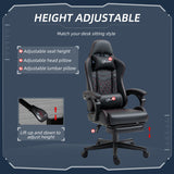 Ergonomic Racing-Style Office Chair - Swivel Wheels, Footrest, Reclining Faux Leather Design - Ideal Desk Chair for Gamers and Home Office Comfort