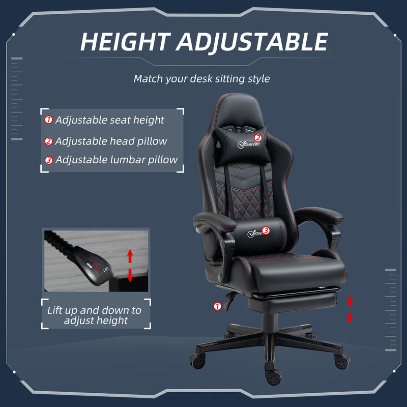 Ergonomic Racing-Style Office Chair - Swivel Wheels, Footrest, Reclining Faux Leather Design - Ideal Desk Chair for Gamers and Home Office Comfort
