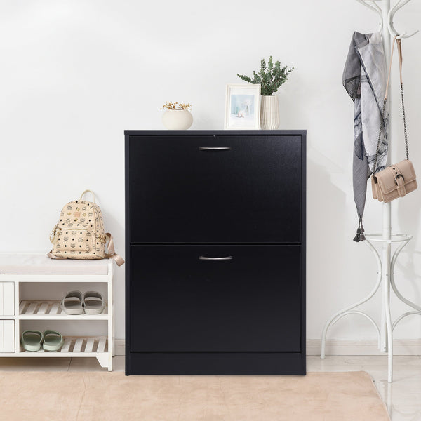 2-Tier Wood Shoe Cabinet with Tipping Bucket - Modern Hallway Storage Organizer, Drawer & Adjustable Shelf, Large Capacity - Ideal for Entryway Clutter Management