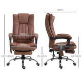 Heated Reclining Leathaire Fabric Computer Chair with Footrest - High Back Vibration Massage Office Chair in Brown - Comfort for Long Hours at Desk