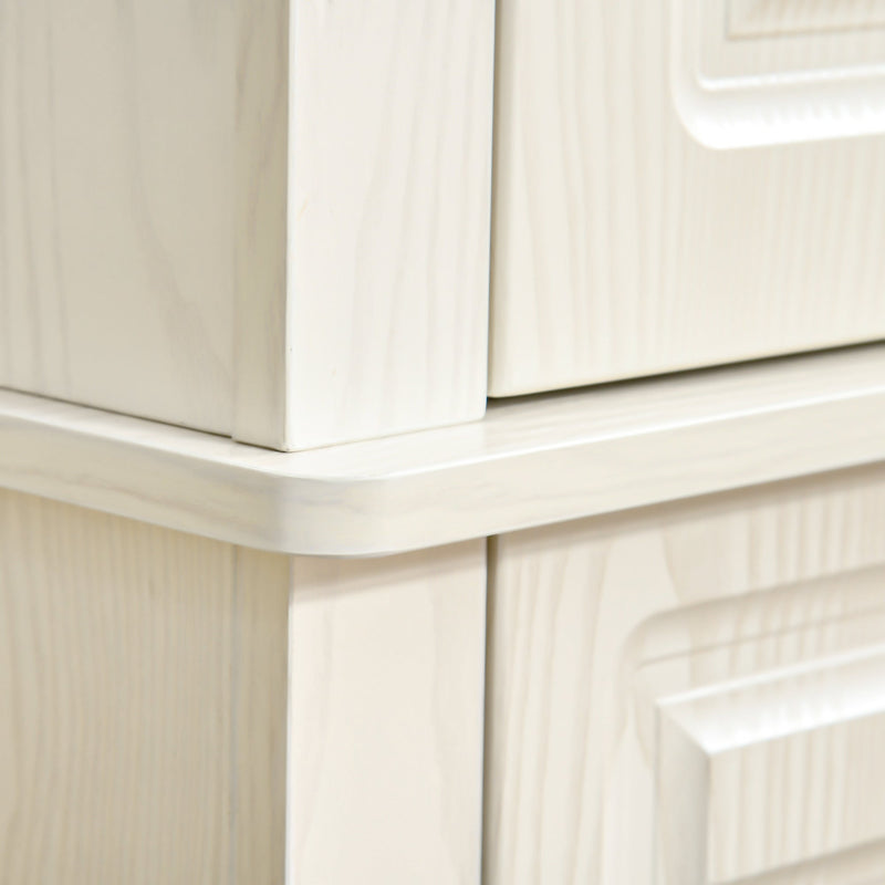 Freestanding 4-Door Kitchen Cupboard - Wide Drawer & Shelving Storage Cabinet, 180cm in White Wood Grain - Ideal for Organizing Living Room Clutter