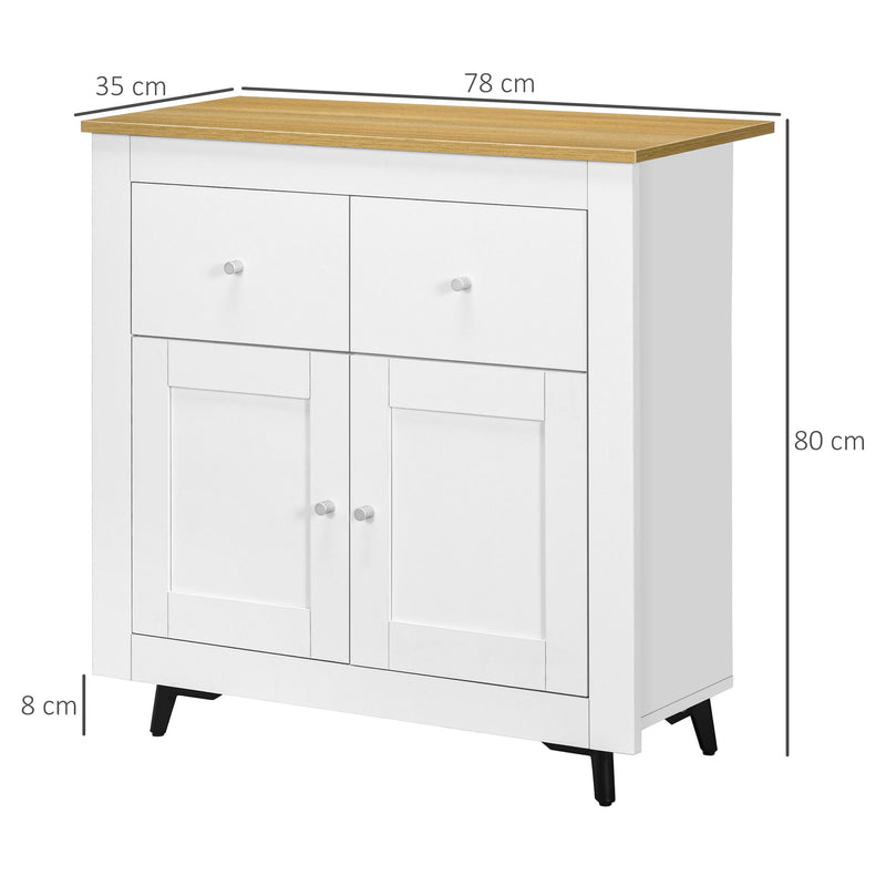 Modern White Sideboard Cabinet - Double Doors and Drawers for Storage - Ideal for Dining Room, Living Room, and Entryway Organization
