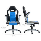 Ergonomic Racing Style Gaming Chair - PU Leather, Height Adjustable, Swivel, Tilt, Flip-Up Armrests in Blue - Comfortable Desk Chair for Gamers and Professionals