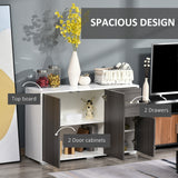 Modern High Gloss Sideboard - 2-Drawer Push-Open Cabinet for Storage - Ideal for Living Room and Bedroom Organization in Light Grey and White
