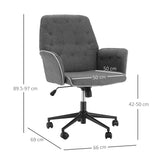 Linen Swivel Office Chair - Mid-Back Adjustable Computer Desk Chair with Arms in Grey - Comfortable Seating for Professionals and Students