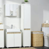 Adjustable 5-Tier Tallboy Bathroom Storage - Modern Freestanding Cabinet with Adjustable Shelves - Space-Saving Organizer for Toiletries and Towels