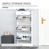 High Gloss Shoe Cabinet with 4 Pull-Down Drawers - Adjustable Storage Cupboard for 18 Pairs, Flip Doors Design - Ideal Organizer for Entryway or Closet
