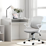 Vinsetto Home Office Chair and Computer Desk Set, Mesh Chair with Swivel Wheels, Study Desk with Storage Shelf, High Gloss White and Grey