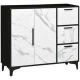 Modern Sideboard Cabinet - 2-Door Cupboard and 3 Drawers, White Finish - Elegant Storage Solution for Living Room and Study