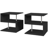 S-Shaped Wooden Table Set - 2-Tier Cube Coffee & Console Storage Shelves, Office Bookcase, Living Room Organizer - Versatile Display and Decor Solution for Modern Homes