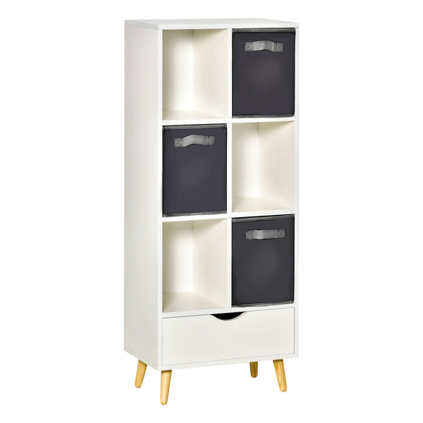 6-Cube Modern Bookcase - Freestanding Display Shelf, Storage Organizer Cabinet - Ideal for Home, Office, Living Room, Study Decor in White