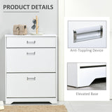 Slim White Tipping Shoe Cabinet - Entryway Storage Rack with Pull-Down Doors & Drawer, Adjustable Shelf - Space-Saving Organizer for Hallways and Small Areas