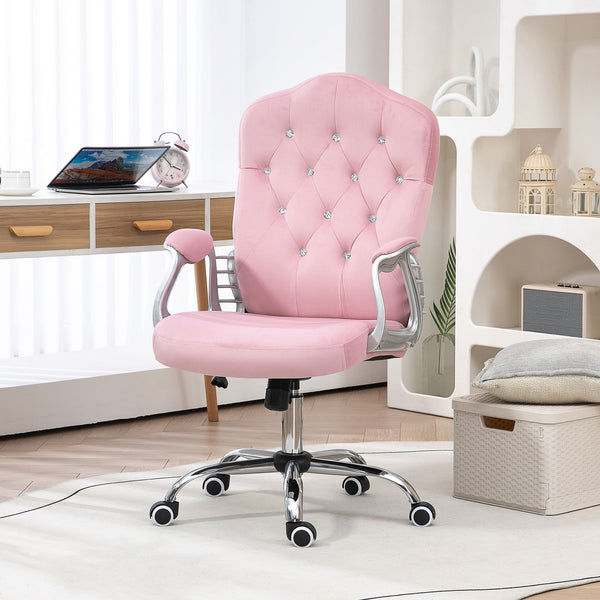 Ergonomic Office Chair - Adjustable Height & Tilt, 360-Degree Swivel Wheels, Pink - Ideal for Comfortable Desk Seating in Offices or Home Study