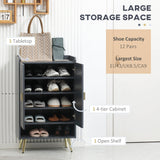Modern 2-Door Shoe Organizer with Open Shelf - Adjustable Hallway Cupboard Fits 15 Pairs, Entryway Shoe Storage - Ideal for Home Clutter Reduction and Space Saving