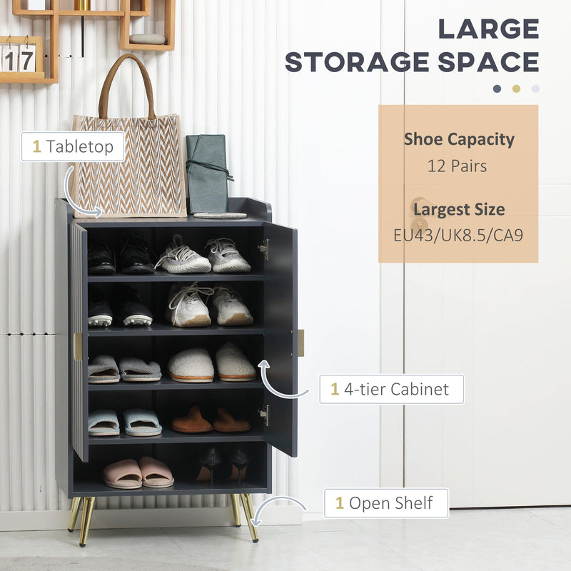 Modern 2-Door Shoe Organizer with Open Shelf - Adjustable Hallway Cupboard Fits 15 Pairs, Entryway Shoe Storage - Ideal for Home Clutter Reduction and Space Saving