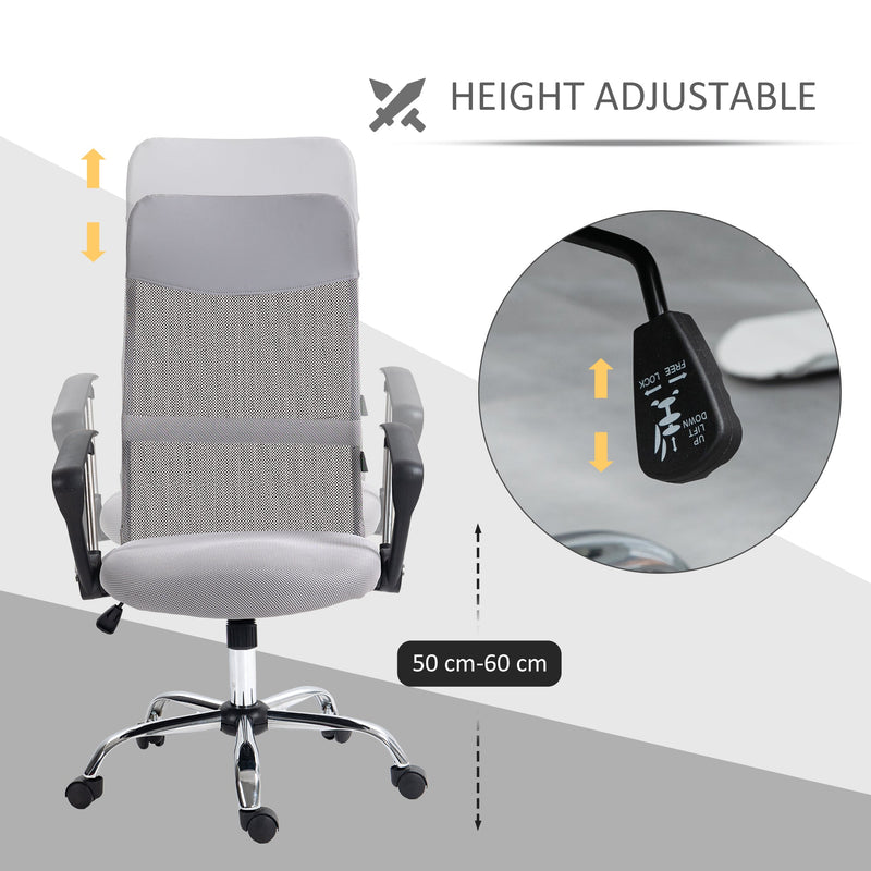 Ergonomic Mesh Office Chair with Adjustable Height and Tilt - Light Grey Comfort Seating Solution - Ideal for Home and Office Use