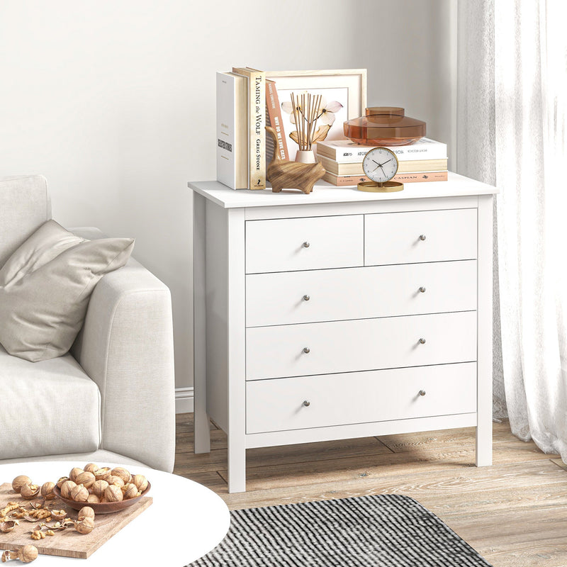 5-Drawer Modern Chest - Bedroom Storage Cabinet with Metal Handles & Smooth Runners - Space-Saving Organizer for Contemporary Home