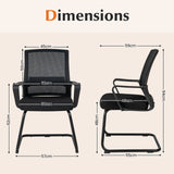 Office Guest Chair Set of 2 with Lumbar Support and Sled Base-