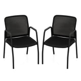 Office Guest Chairs with Ergonomic Mesh Backrest and Cushioned Seat-Black
