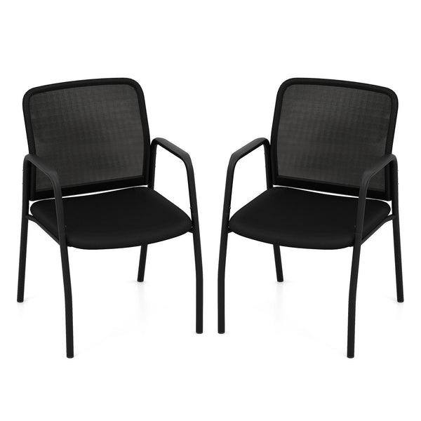 Office Guest Chairs with Ergonomic Mesh Backrest and Cushioned Seat-Black
