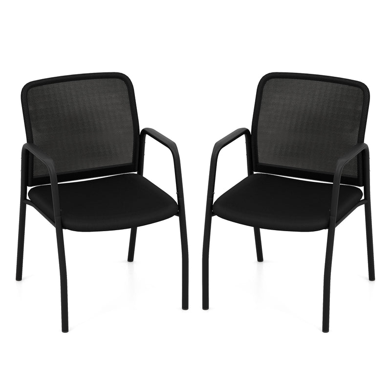 Office Guest Chairs with Ergonomic Mesh Backrest and Cushioned Seat-Black