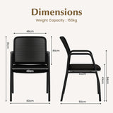 Office Guest Chairs with Ergonomic Mesh Backrest and Cushioned Seat-Black