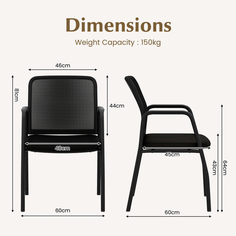 Office Guest Chairs with Ergonomic Mesh Backrest and Cushioned Seat-Black