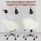 HOMCOM Velvet-feel Swivel Office Chair - Cream