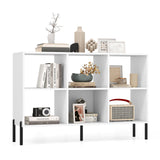 Wooden Storage Bookcase 6-Cube Model - Open Shelving Unit with 5 Black Metal Legs - Ideal for Displaying Books and Solving Storage Problems