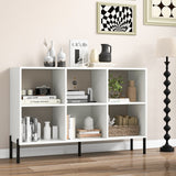 Wooden Storage Bookcase 6-Cube Model - Open Shelving Unit with 5 Black Metal Legs - Ideal for Displaying Books and Solving Storage Problems