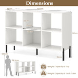 Wooden Storage Bookcase 6-Cube Model - Open Shelving Unit with 5 Black Metal Legs - Ideal for Displaying Books and Solving Storage Problems