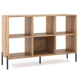 Wooden Storage Bookcase 6-Cube Model - Open Shelving Unit with 5 Black Metal Legs - Ideal for Displaying Books and Solving Storage Problems