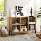 Wooden Storage Bookcase 6-Cube Model - Open Shelving Unit with 5 Black Metal Legs - Ideal for Displaying Books and Solving Storage Problems