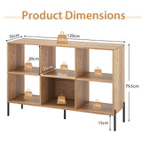 Wooden Storage Bookcase 6-Cube Model - Open Shelving Unit with 5 Black Metal Legs - Ideal for Displaying Books and Solving Storage Problems
