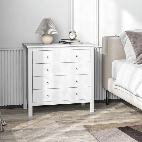 5-Drawer Modern Chest - Bedroom Storage Cabinet with Metal Handles & Smooth Runners - Space-Saving Organizer for Contemporary Home