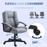 Faux Leather Office Chair - Mid Back, Adjustable Height, Swivel Rolling Wheels Computer Desk Chair - Ideal for Executives and Home Office Comfort