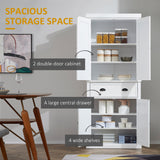 Traditional Kitchen Cupboard - Freestanding Storage Cabinet with Drawer, Doors, and Adjustable Shelves in White - Ideal for Home Organization and Styling