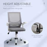 Ergonomic Mesh Swivel Office Chair with Lumbar Support - Adjustable Height Desk Chair with Flip-Up Arms, Grey - Ideal for Home Office Comfort and Posture Improvement