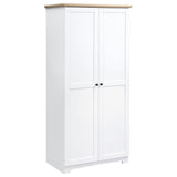 172cm Tall White Wooden Storage Cabinet - Spacious 2-Door Cupboard with 4 Shelves - Ideal Pantry Closet for Home Organization