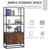 Freestanding Storage Organizer with 3 Open Shelves - Tall Cupboard & Multifunctional Rack for Home Use - Ideal for Living Room, Bedroom, Kitchen in Rustic Brown