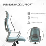 Ergonomic Mesh Office Chair with Wheels - High Back and Adjustable Height - Ideal for Home Office Comfort in Blue