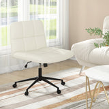 PU Leather Upholstered Cross-legged Office Chair with Wheels-